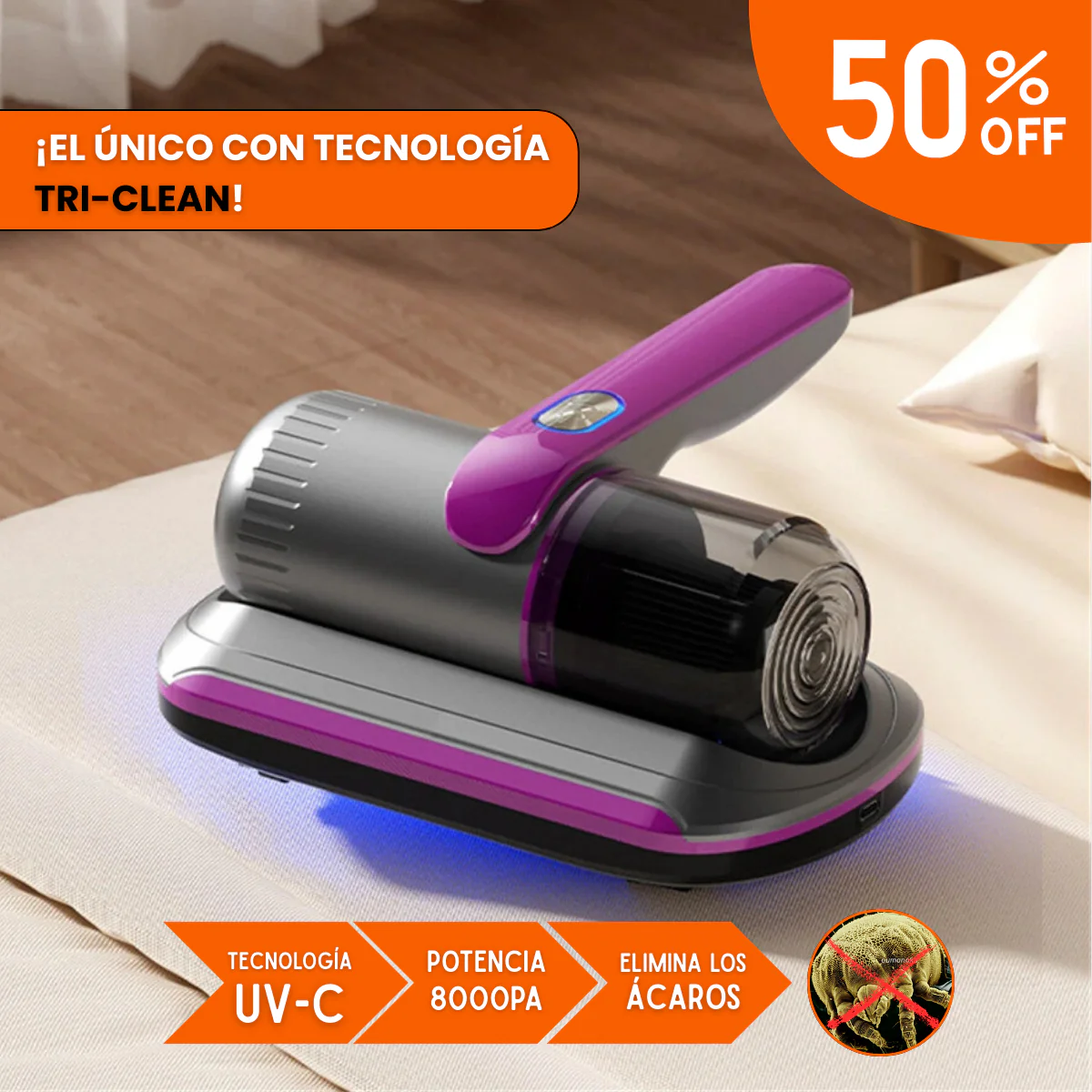 VeroClean™ | Aspiradora Portátil UV Inalámbrica| Poder de Succión y Esterilización Total